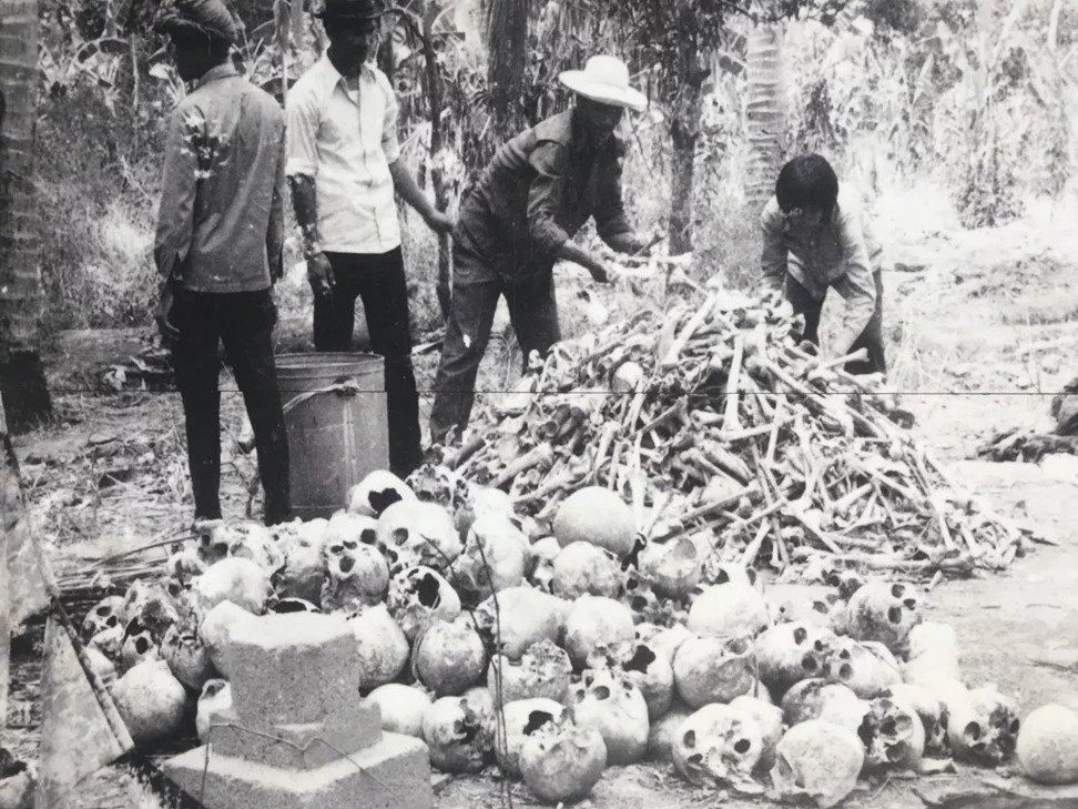 A photograph from the Cambodian genocide on display in Siem Reap