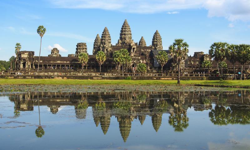 Angkor Wat, the largest religious monument in the world, is considered an archaeological treasure for humanity