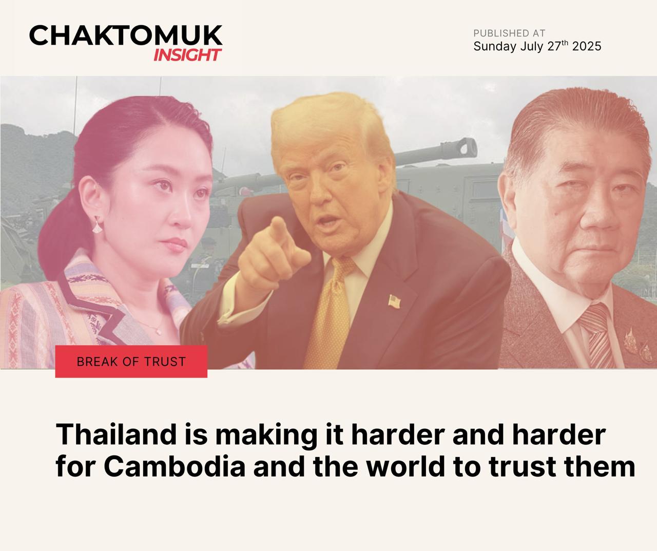 Despite Thailand’s Deputy Prime Minister, through mediation by POTUS Donald J. Trump, agreeing verbally to a ceasefire last night, the Thai military is still launching rockets and conducting shelling into Cambodian territory