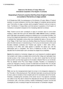 Cambodia Refutes Thailand’s Claims on Prey Chan Protest, Calls for Peaceful Resolution Through JBC